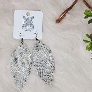 Snake skin feather earrings